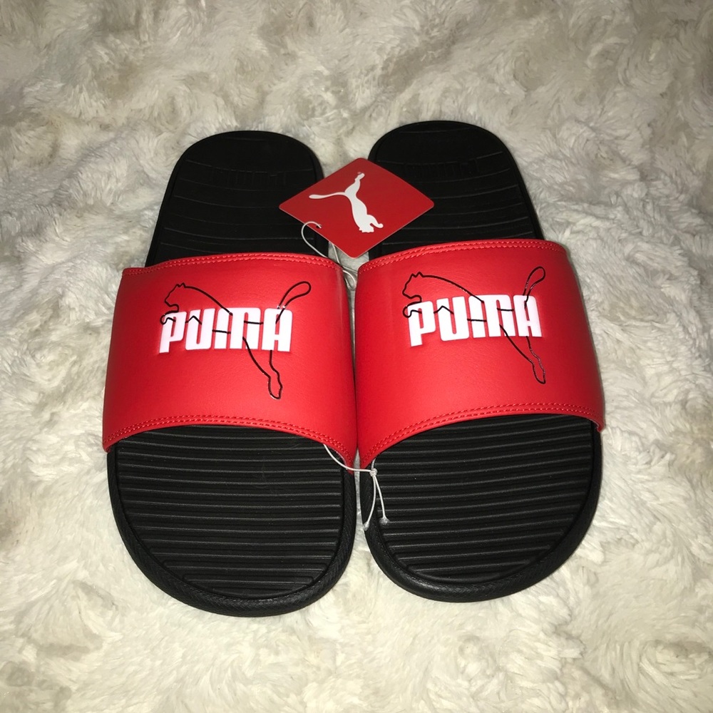 Puma Cool Cat Jump Sport Slides Red Black